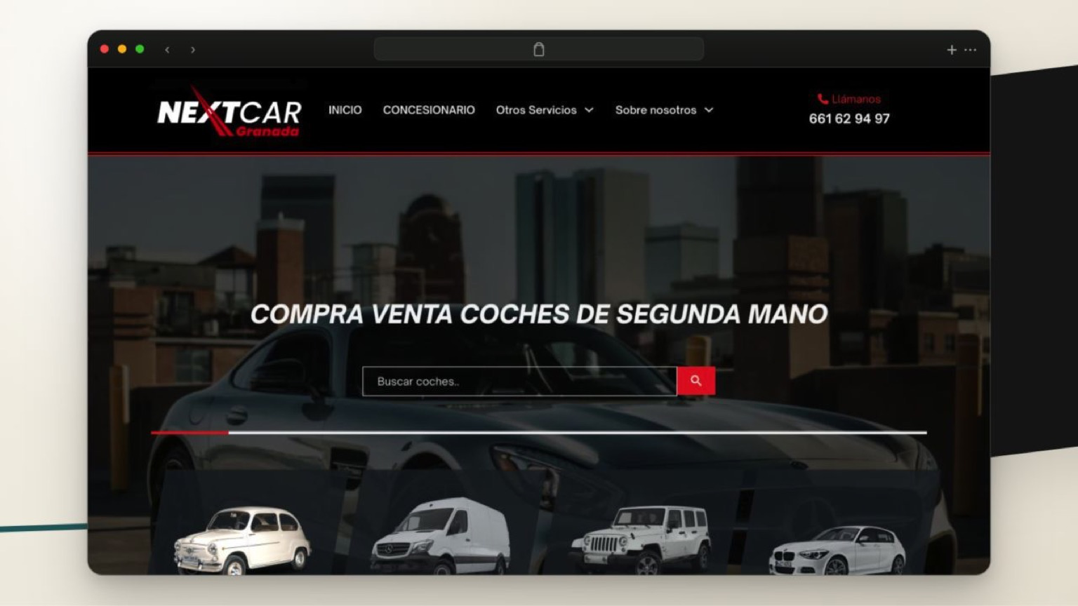 Captura de la web de Nextcar Granada