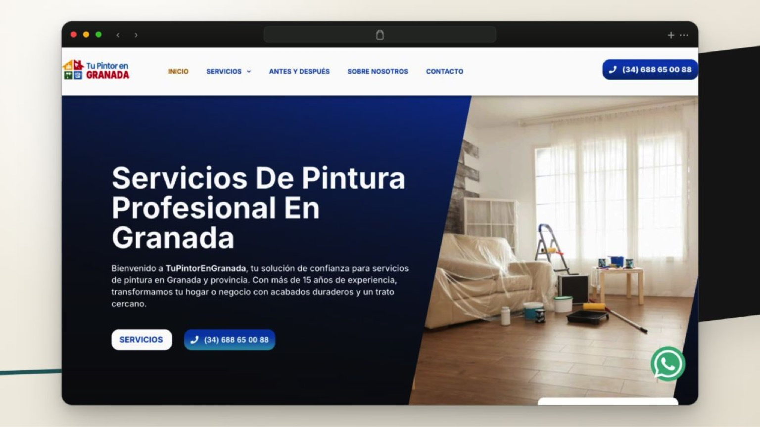 Captura de la web de Tu Pintor en Granada