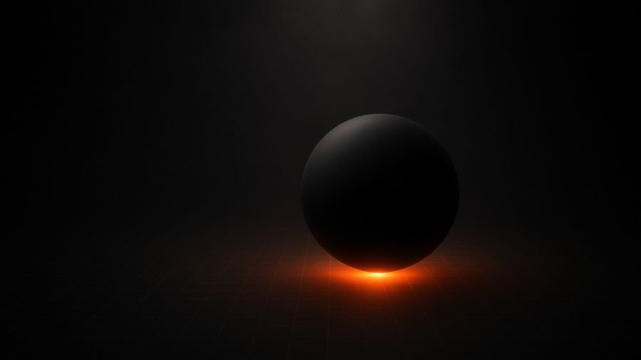 Esfera negra iluminada desde abajo