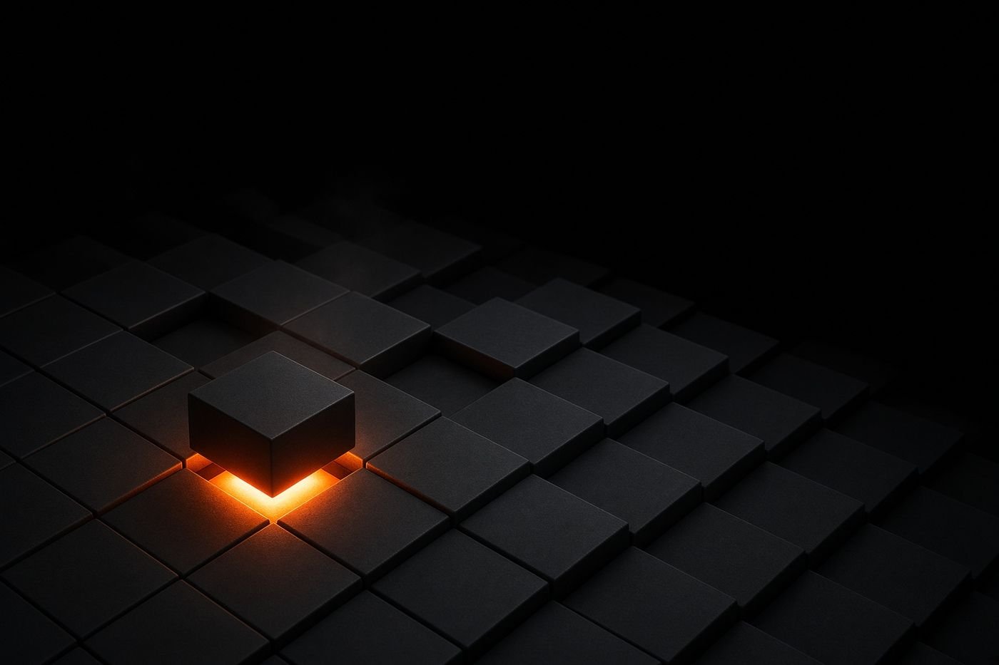 Cubos de grafito con un filo de luz